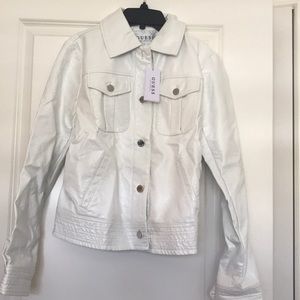 Guess faux  white leather jacket